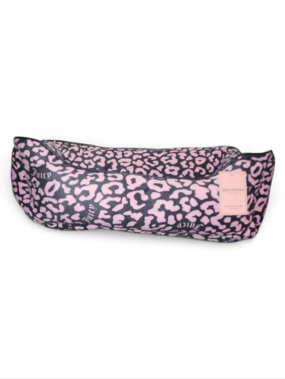 Juicy Couture Pink and Black Leopard Plush  Pet Bed